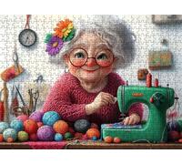 Puzzle 1000 Pieces Adultes, Challenge Casse-Tête Difficile, Format 75 x 50 cm, Puzzle Bois Coloré pour Détente, Jeu de Famille, Impossible Classique Jigsaw Puzzles Grand-mère pelote de Laine f0-622