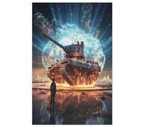 Puzzle 1000 Pièces Adultes, Char d'assaut Puzzles pour Enfants, en Bois Cadeaux, Jeu Familial Amusant 78×53cm