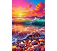 Puzzle 1000 Pièces Adultes, Coquillages Vagues Océaniques, 75x50 cm Jeux Educatifs Favorisant la Concentration Jeu de Création et Logique Cadeau Garcon et Fille, Puzzle 1000 Pieces