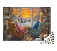 Puzzle 1000 pièces Adultes Cosy Couple Âgé - Couple Regarde Coucher Soleil, épais, Robuste, qualité supérieure, Vibrant, Difficile, Antidote au Stress 70x50cm/1000pcs