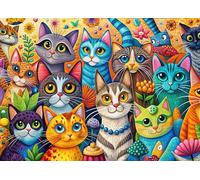 Puzzle 1000 pièces adultes dessin animé chat puzzle pour adultes puzzle classique jeu d'adresse pour toute la famille jeu de défi, 50 x 70 cm