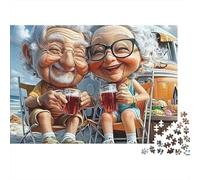 Puzzle 1000 pièces Adultes et Famille Plage Couple Âgé - Mamie Papi bière Vacances Plage, épais, Robuste, qualité supérieure, Vibrant, Difficile 52x38cm/1000pcs