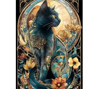 Puzzle 1000 Pieces Adultes Fleur Chat Animal, Puzzle Impossible Difficile et Stimulant Parfait pour Les Amateurs de Puzzles Cadeau Stimulant pour Hommes Femmes Plus âgés 75 x 50 cm