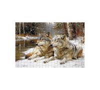Puzzle 1000 Pieces Adultes Hiver Puzzle 1000 Pieces Bois Loup, Puzzles Classiques Jeux Réflexion pour Toute la Famille Réunie, Puzzles Adulte pour Printemps Decoration Murale Cadeau 50x75 Cm LZPT04375