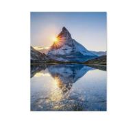 Puzzle 1000 Pièces Adultes，Lever de Soleil au lac Riffelsee et au Cervin, Suisse，Puzzle en Papier DIY Jeu De Famille,Jeu De Team Building,Cadeau pour Les Amants Ou Les Amis（50x70cm）-K36