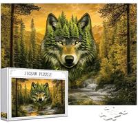 Puzzle 1000 Pièces Adultes, Loup Puzzle Forêt Motif Désign, Grand Bois Jigsaw 75x50cm Débutant Fille éducatif Challenge Toy avec Emballage Cadeau for Decoration Chambre Murale, Cadeau Femme, Model238