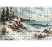 Puzzle 1000 Pieces Adultes Mer, Puzzle 1000 Pièces Bois DIY Adulte Arbre, Puzzle Classiques Compact Box pour Tableau Decoration Murale Cadeau Femme 75x50 cm RXPT-7835