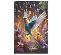 Puzzle 1000 Pièces Adultes, Mignon Oiseau Puzzles pour Enfants, en Bois Cadeaux, Jeu Familial Amusant （78×53cm）