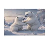 Puzzle 1000 Pièces Adultes, Ours Blanc Puzzles pour EnfFourmis, en Bois Cadeaux, Jeu Familial Amusant （75×50cm）