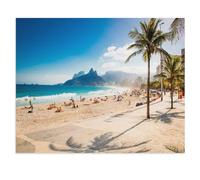 Puzzle 1000 Pièces Adultes，Palmiers et Montagne Two Brothers sur la Plage d’Ipanema, Rio de Janeiro，Jouets Cadeaux Éducatifs pour Les Vacances pour La Famille Et Les Amis（38x26cm）-W30