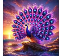 Puzzle 1000 Pièces Adultes Paon L'Océan Lever Soleil, Jeu éducatif Défi Jouets Divertissement Créatif, Puzzle Adulte 1000 Pieces 65x65 cm