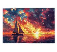 Puzzle 1000 Pièces Adultes, Puzzle Coucher de Soleil pour Adulte, Puzzles Bois avec Boite Cadeau, Jeu de Concentration pour Adultes, 1000 Pièces Puzzles pour Décoration Murale Maison, Cadeaux, Y-98