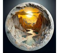Puzzle 1000 Pièces Adultes, Puzzles Classiques Ronds | Visuellement 3D Grotte Paysage, 67,5 x 67,5 cm Jigsaw, Carte Papier Bleue Unique 1000 Puzzle pour Famille Amis