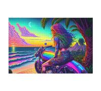 Puzzle 1000 Pièces Adultes, Rebel Ride by The Océan,pour EnfFourmis,Puzzles en Bois,Décoration De La Maison （75×50cm）