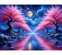 Puzzle 1000 pièces Adultes, Rivière Night Tree Puzzle Classiques 1000 pièces, 75x50cm Puzzles Impossible Difficile avec Poster, Magnifique Décoration Puzzle et Cadeaux Relaxant