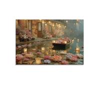Puzzle 1000 pièces Adultes Scène Nocturne du Canal Jeu éducatif Classique Puzzles, Jeu d'adresse pour Toute la Famille, Magnifique décoration Puzzle et Cadeaux 38x52cm