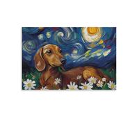 Puzzle 1000 pièces Adultes Teckel Nuit étoilée Jeu éducatif Classique Puzzles, Jeu d'adresse pour Toute la Famille, Magnifique décoration Puzzle et Cadeaux 38x52cm