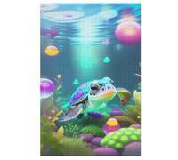 Puzzle 1000 Pièces Adultes, Tortue Mignonne Puzzles pour Enfants, en Bois Cadeaux, Jeu Familial Amusant 78×53cm