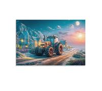 Puzzle 1000 pièces Adultes Tracteur sur Route enneigée Jeu éducatif Classique Puzzles, Jeu d'adresse pour Toute la Famille, Magnifique décoration Puzzle et Cadeaux 26x38cm