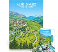 Puzzle 1000 pièces Affiche Alpe D'Huez | Collection d'artistes découpée avec précision cadeaux d'art pour les amis et la famille 38x26cm