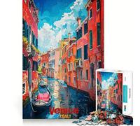 Puzzle 1000 pièces Affiche Artistique de Venise Un Jeu Stimulant la réflexion avec des pièces Bien ajustées et sans pièces détachées,idéal pour la Maison (50x75cm)