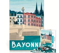 Puzzle 1000 pièces Affiche de Voyage Bayonne Décoration aux Bords Nets Jeu créatif et Amusant Cadeau de Noël idéal (38x26cm)
