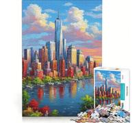 Puzzle 1000 pièces Affiche de Voyage New York, Jeu de réflexion Stimulant, défi Difficile, idéal en Cadeau pour Toute la Famille 38x52cm
