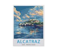Puzzle 1000 pièces, Affiche de Voyage Vintage Alcatraz San Francisco, Bricolage pour Adultes - AV260-38x52cm