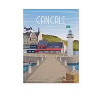 Puzzle 1000 Pièces,Affiche de Voyage Vintage de Cancale en France,Adultes Uniques en Bois 1000 Puzzles, Enfants Éducatifs Famille Jouets Intéressants(75x50cm)-BN75