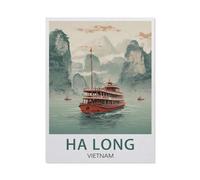 Puzzle 1000 Pièces,Affiche de Voyage Vintage de Ha Long au Vietnam,Adultes Uniques en Papier 1000 Puzzles, Enfants Éducatifs Famille Jouets Intéressants(50x70cm)-BC95