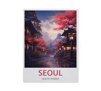 Puzzle 1000 Pièces，Affiche de Voyage Vintage de Séoul en Corée du Sud，Puzzle 1000 Pieces Adultes Jouet De Décompression Intellectuel Éducatif Puzzles Jeu De Fam（50x70cm）-BE32