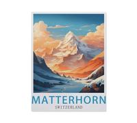 Puzzle 1000 Pièces，Affiche de Voyage Vintage du Mont Cervin en Suisse，Papier Puzzles Dagogique Jeu Enfant 1000 Pieces 1000 Piece（50x70cm）-BB43