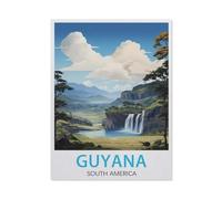 Puzzle 1000 Pièces,Affiche de Voyage Vintage Guyane Amérique du Sud,Puzzle 1000 Pieces Jeu De Famille Amusant pour Enfants Adultes(75x50cm)-AL89