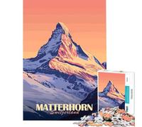 Puzzle 1000 pièces Affiche du Cervin Jeu Amusant et addictif pour développer la Patience Idée Cadeau pour Un Père Noël Secret Apprentissage éducatif (Dimensions 38x52cm)