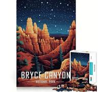 Puzzle 1000 pièces,Affiche du Parc National de Bryce Canyon,découpe précise,Jeu créatif et intellectuel,Moment de détente,Cadeau d'anniversaire (38x26cm)