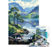 Puzzle 1000 pièces Affiche du Parc National du Lake District Défi intellectuel Jeu addictif Jeux familiaux Convient aux Couples Cadeau Artistique (Taille 38x26cm)