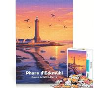 Puzzle 1000 pièces Affiche Phare d'Eckmühl, Jeux éducatifs, Décoration Parfaite, Cadeaux Uniques pour Anniversaire et Noël 38x52cm