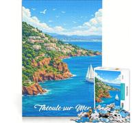 Puzzle 1000 pièces Affiche Théoule-sur-Mer | Décoration idéale pour une interaction parent-enfant cadeau d'anniversaire présents 38x26cm
