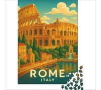 Puzzle 1000 pièces Affiche Vintage Rome | Améliorer la mémoire Entraîner son cerveau et ses mains Renforcer l'amour au sein du couple 38x52cm
