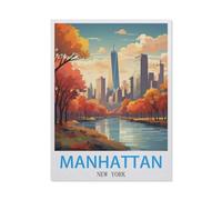 Puzzle 1000 Pièces，Affiches Vintage de Voyage de Manhattan, New York，Papier Puzzles Dagogique Jeu Enfant 1000 Pieces 1000 Piece（38x26cm）-BV23