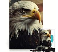 Puzzle 1000 pièces Aigle à tête Blanche Drapeau américain pour Adolescents Stimulation Cognitive Jeu Amusant Emboîtement sûr Pas de pièces Qui se détachent Passer des Heures captivantes (38x52cm)
