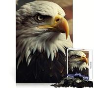 Puzzle 1000 pièces Aigle à tête Blanche Drapeau américain pour Adultes Stimulation logique et détente Cadeau Festif sans Couture (38x26cm)