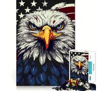 Puzzle 1000 pièces Aigle à tête Blanche Drapeau des États-Unis Jeu de développement cognitif Surface Lisse sans bavures Activité relaxante en Groupe à l'intérieur (50x75cm)