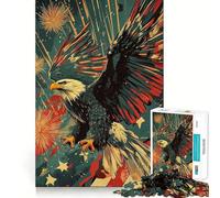 Puzzle 1000 pièces Aigle à tête Blanche Patriotique Cadeau pour Adultes Jeu de réflexion Jeu de complicité Découpe soignée Surprise d'anniversaire (38x52cm)