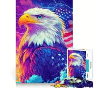 Puzzle 1000 pièces Aigle américain avec Drapeau Activité ludique et sans bavures Pièces nettes et découpées Idéal pour des soirées tranquilles (38x26cm)