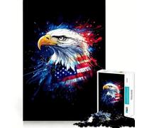 Puzzle 1000 pièces Aigle américain avec Drapeau Jeu cognitif Amusant Structure à emboîtement précise Activité de Partage et de complicité pour Les Proches (38x26cm)