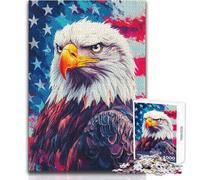 Puzzle 1000 pièces Aigle américain Drapeau Jouet Jeu intellectuel et éducatif Cadeau de Père Noël Secret Dimensions : 50x75cm