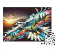 Puzzle 1000 pièces Aigle de Forêt, Art Oiseau Coloré, Difficile, Impossible, Carton Recy xperts, Séniors, 52x38cm