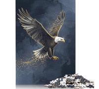 Puzzle 1000 pièces : Aigle majestueux en vol aux Accents dorés pour Adultes. Cadeau d'halloween. Décoration et Cadeaux Uniques pour la Maison (38 x 26 cm).