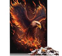 Puzzle 1000 pièces Aigle Oiseau Animal Feu Puzzle en Bois créatif pour Adultes Puzzles pour Adolescents Cadeaux 1000 pièces (75x50cm)
